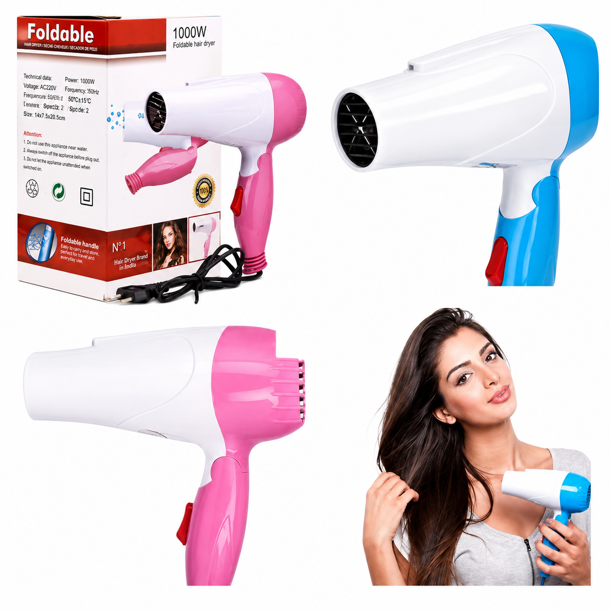 Nova Hair Dryer NV 1290 Providing Durable Quality Comfortable Use Reliable Performance Smooth Handling (Random Color)