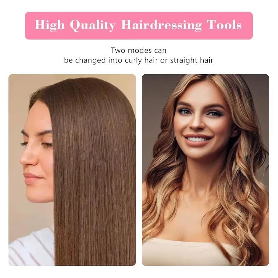 2-in-1 Mini Hair Straightener & Curler – Portable Thermostatic Ceramic Flat Iron for Dry & Wet Hair Styling -