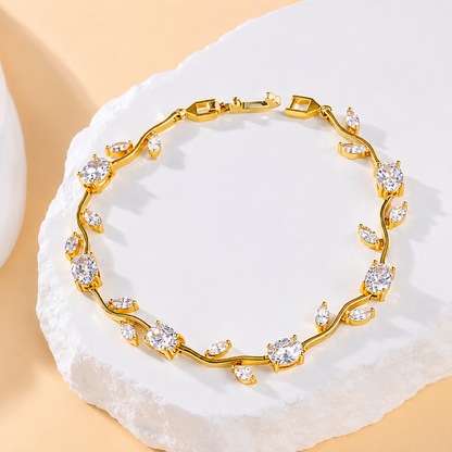 Zirconia Gold Plated Bracelet or Sparkling Tulip Jewelry