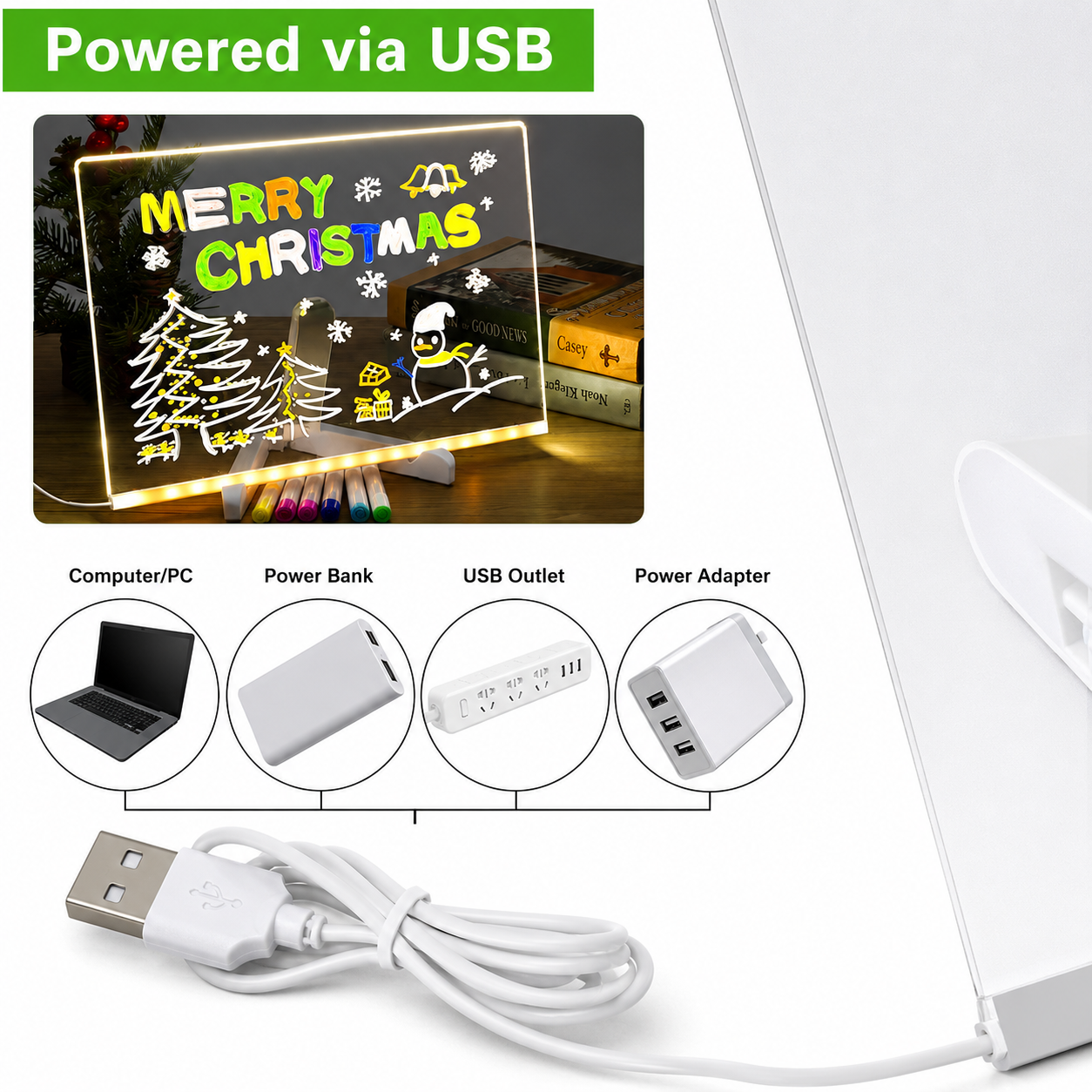 Transparent Acrylic LED Dry Erase White Stand With Glowing Display