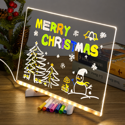 Transparent Acrylic LED Dry Erase White Stand With Glowing Display
