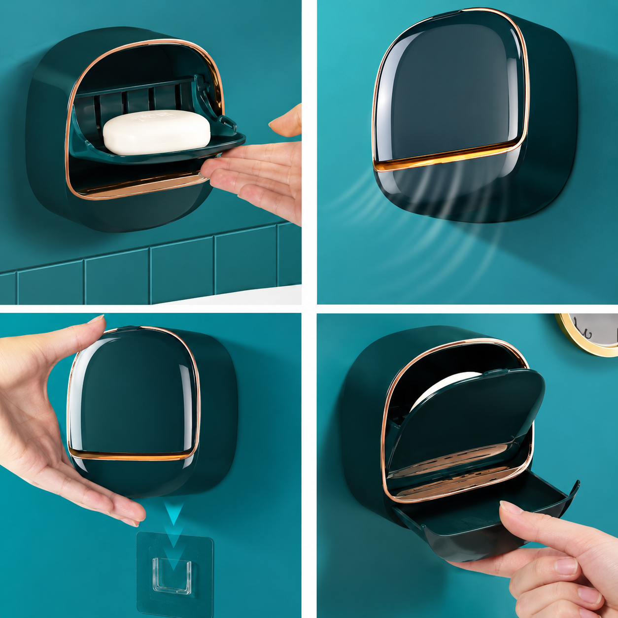 1Pc Wall Mounted Soap Holder With Drain Tray