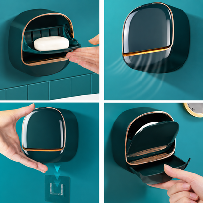 1Pc Wall Mounted Soap Holder With Drain Tray
