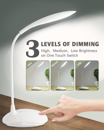 3 Levels Dimming LED Desk Lamp – Smart Touch Control Flexible Eye-Protection Study Light