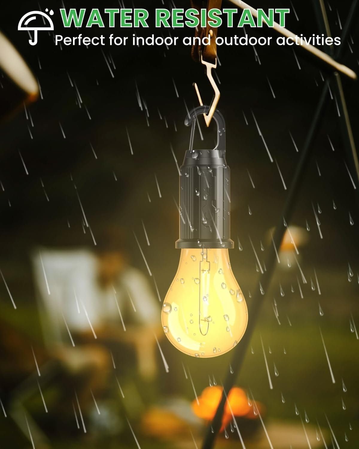 T01 Rechargeable Camping Bulb – 3-Gear Vintage LED Emergency Lamp with Carabiner Hook & Type-C Charging